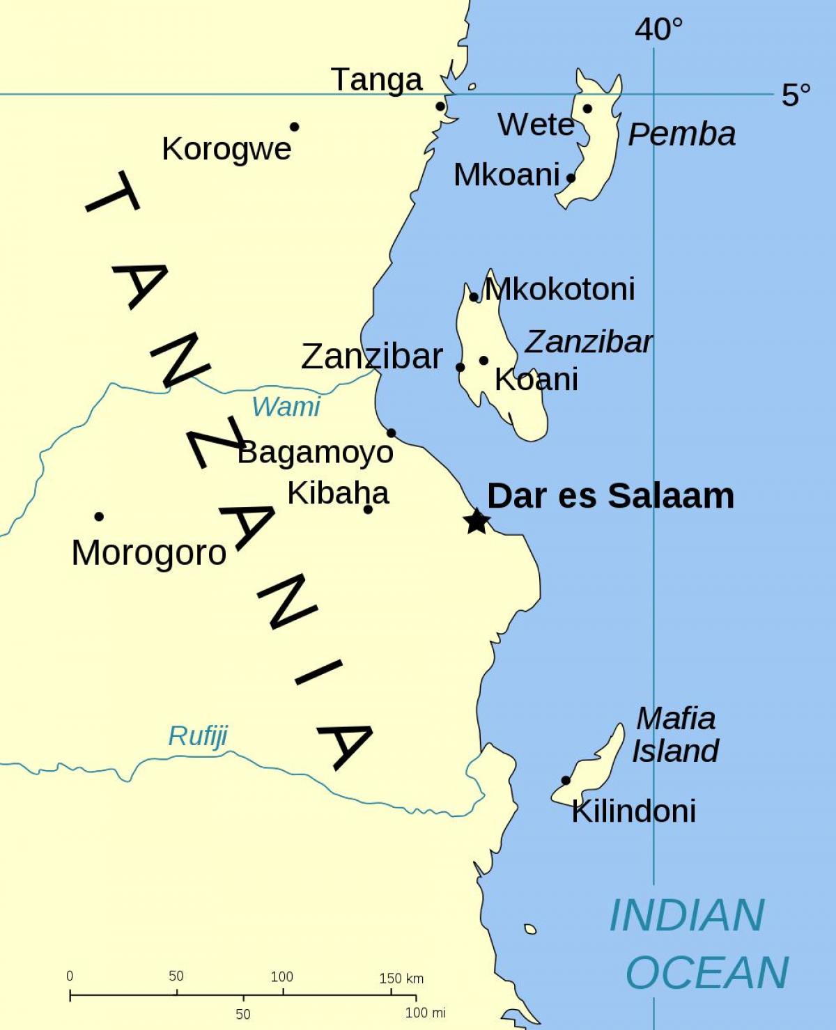 tanzānijas salas karte