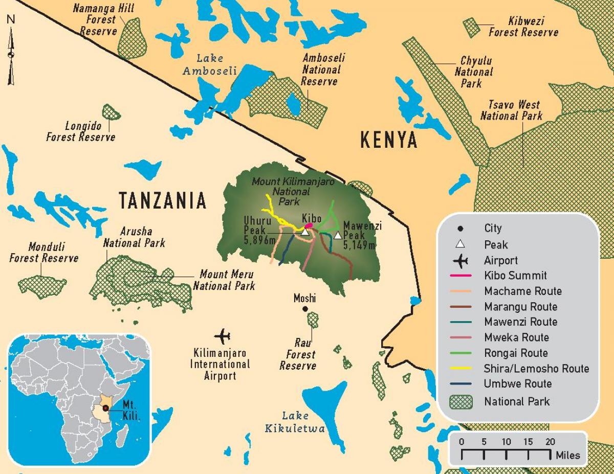 Karte kilimandžāro tanzānijas
