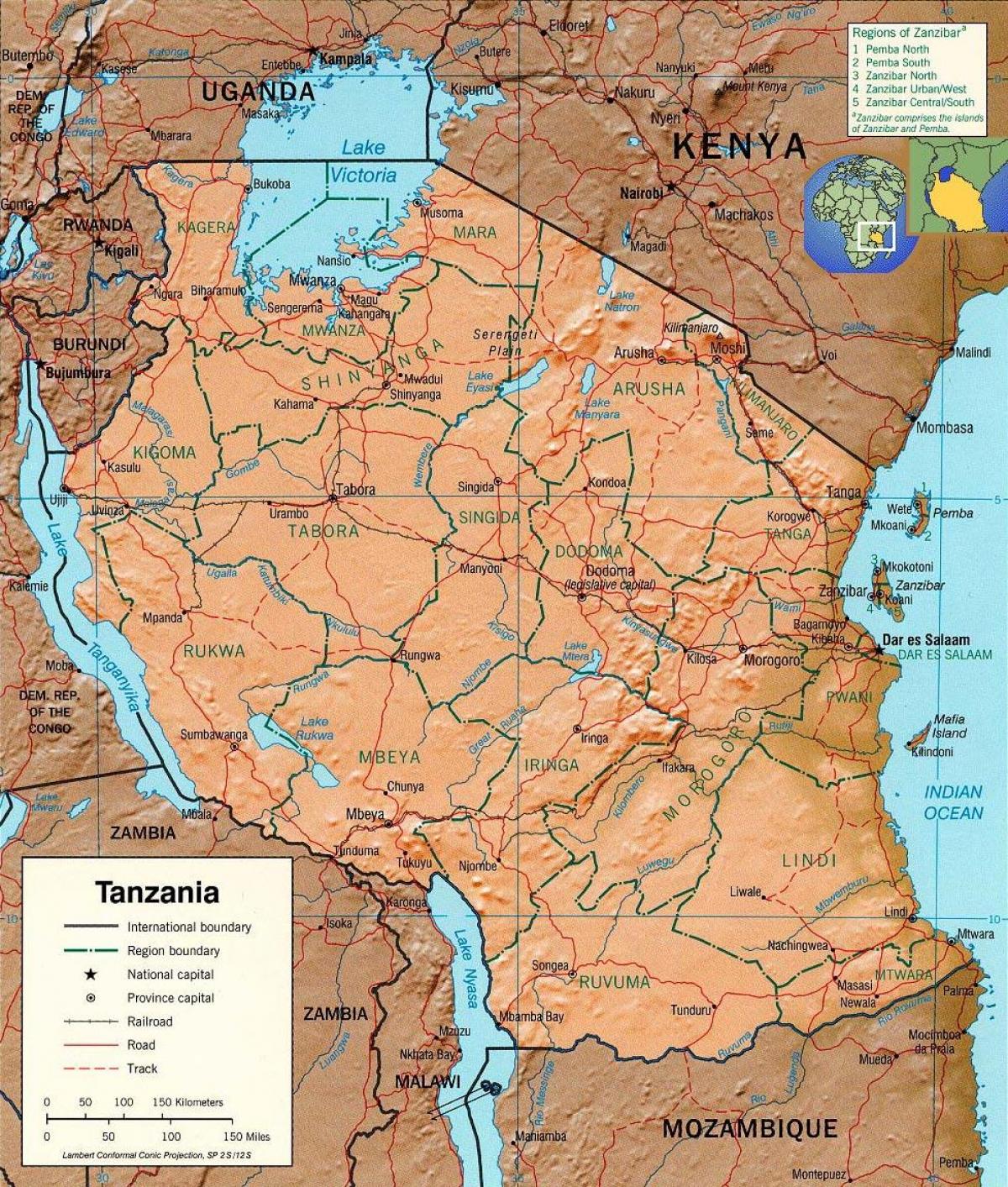 tanzānija ģeogrāfiskās kartes