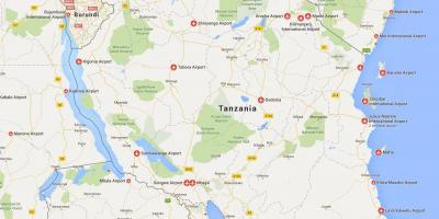 Karte tanzānija lidostas 