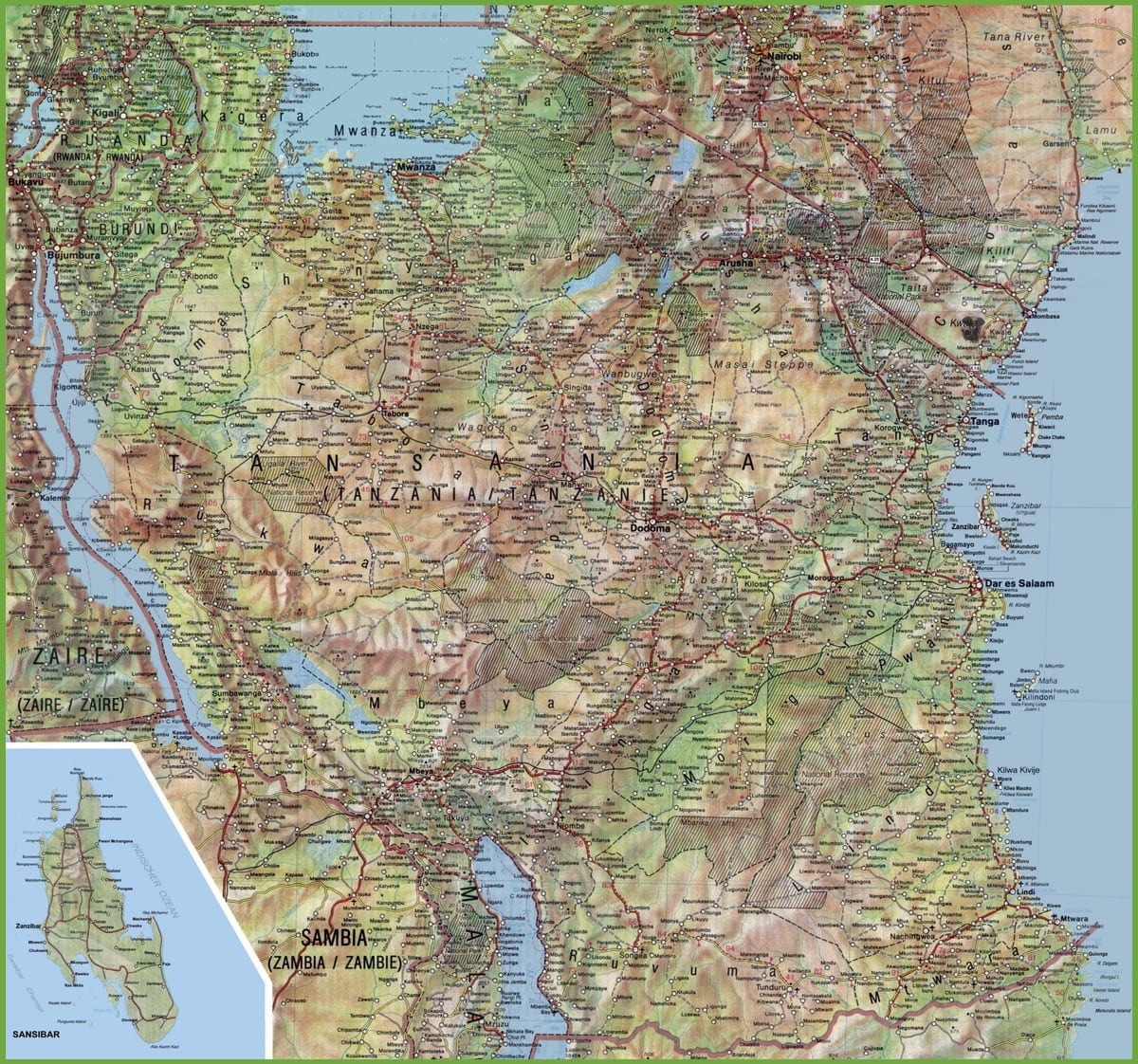 Karte detalizētu tanzānija