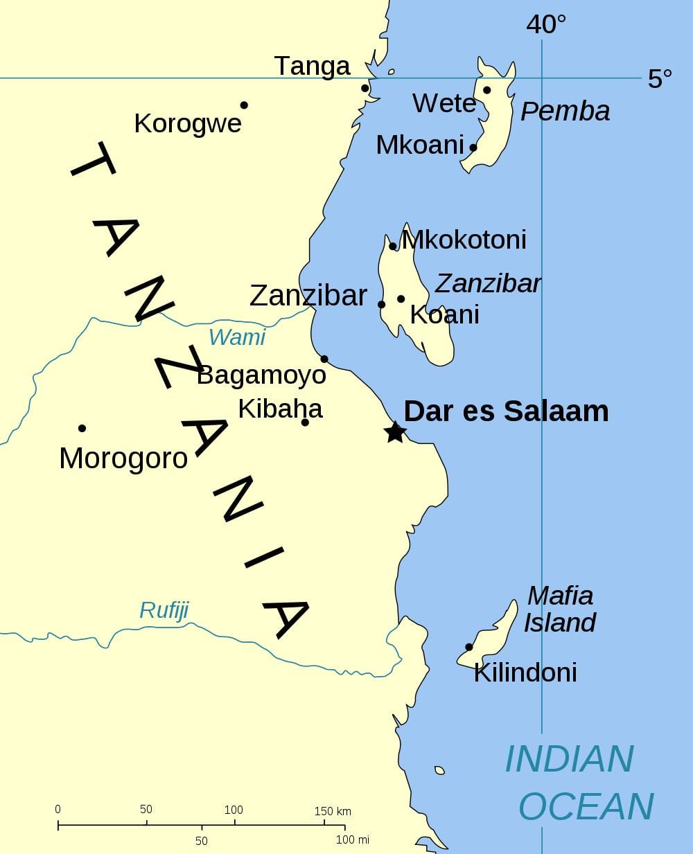 tanzānijas salas karte