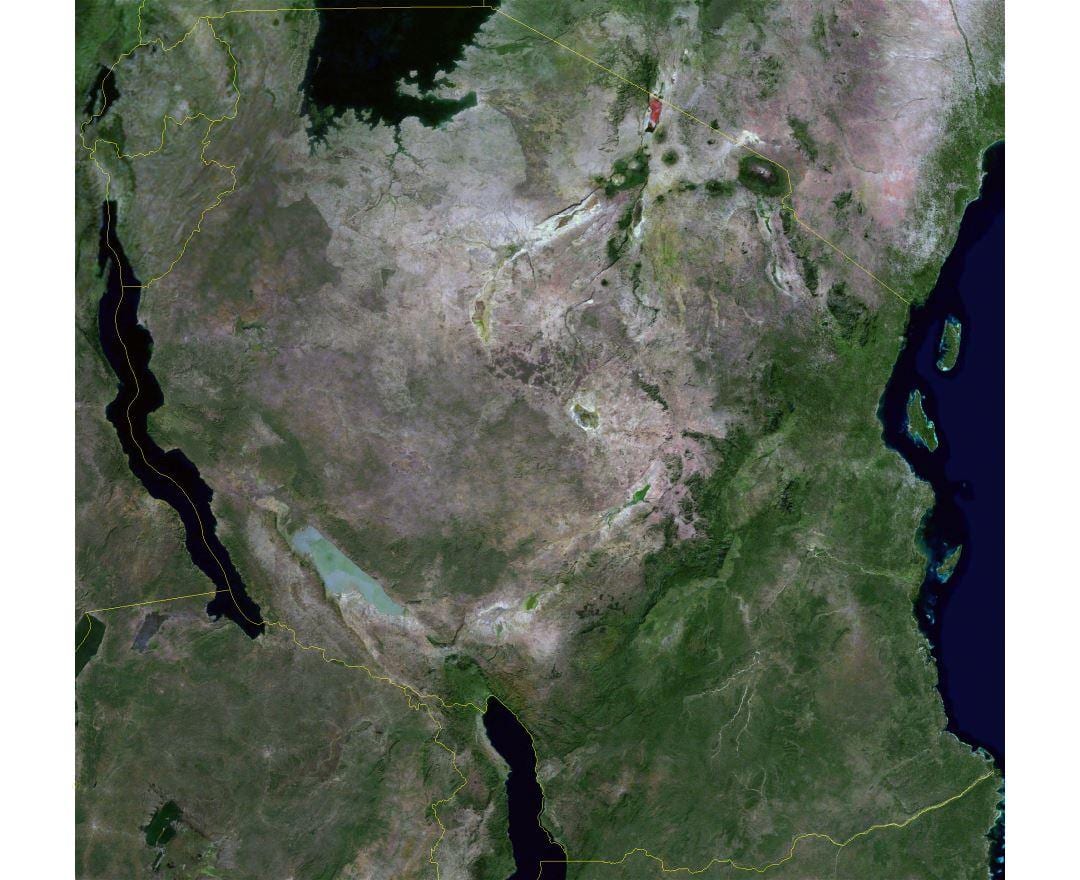 Karte satelītu tanzānija