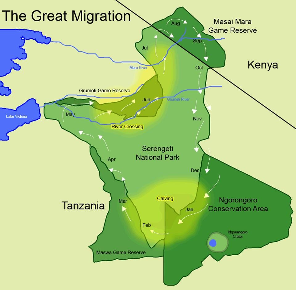 Karte tanzānija migrācijas 