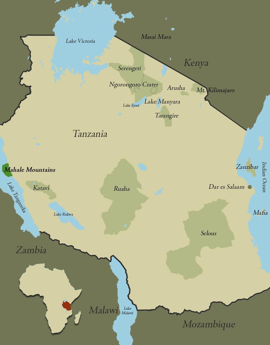 Kartes tanzānijas kalnos