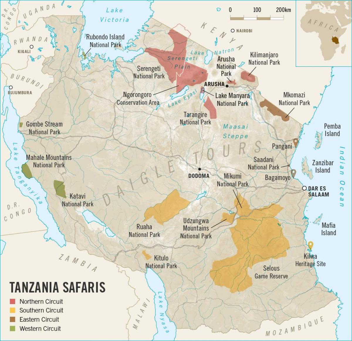 Kartes tanzānijas safari 