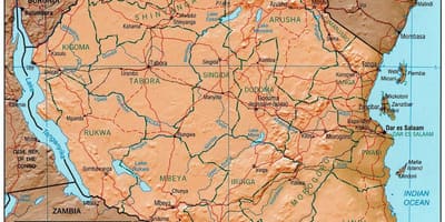 Karte tanzānija, parādot vēsturisko objektu