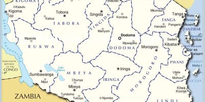 Karte tanzānija ar rajona