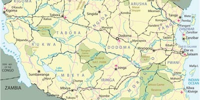 Tanzānijas tūrisma objektiem kartē